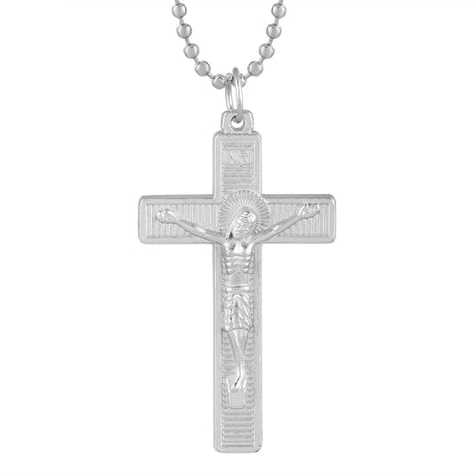 Brass Silverplated Crucifix Cross Pendant