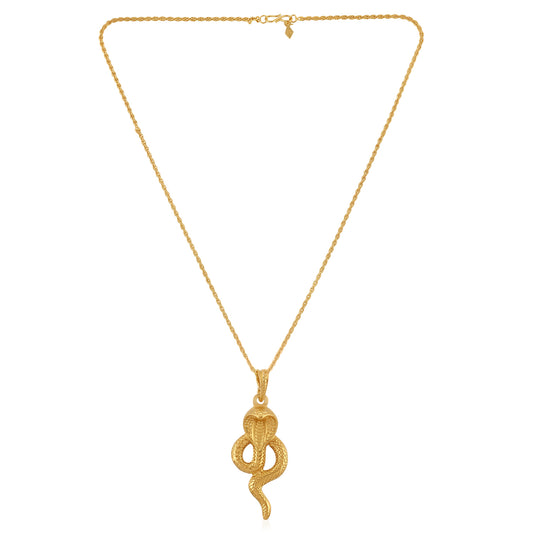 Brass Micron Gold Plated Snake Cobra Pendant with Chain (PCKL7660)