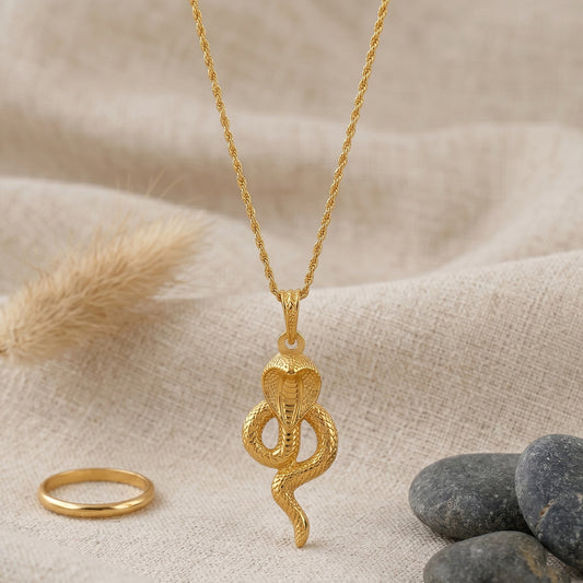 Brass Micron Gold Plated Snake Cobra Pendant with Chain (PCKL7660)