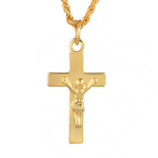 Brass Goldplated Cute and Small Crucifix Cross Pendant