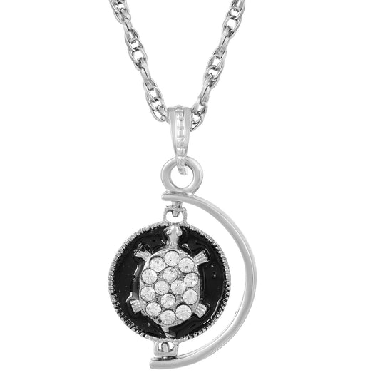 Brass Silverplated Swivel coin CZ studded Kachua pendant