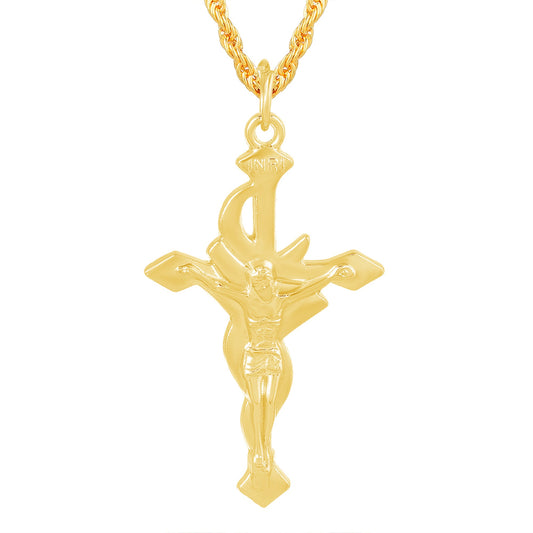 Brass GoldPlated Catholic Cross barby Crucifix Jesus Cross Pendant