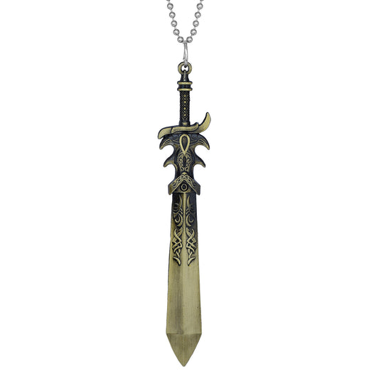 Brass Antique finish Long dagger Miniature Sword design Fashion chain pendant