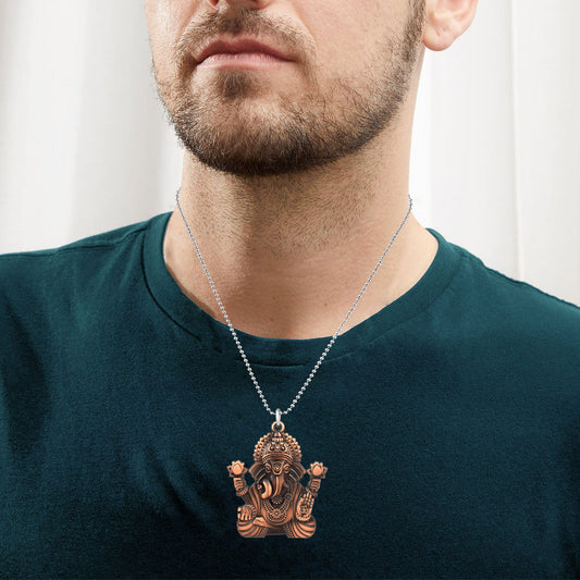 Pure Copper Big and Heavy Reversible Ganesh Pendant