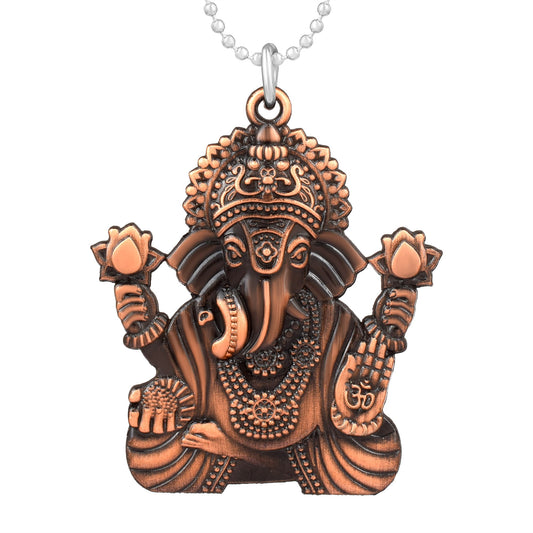 Pure Copper Big and Heavy Reversible Ganesh Pendant