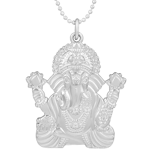 Brass Anti Tarnish Silver plated Big and Heavy Reversible Ganesh Pendant