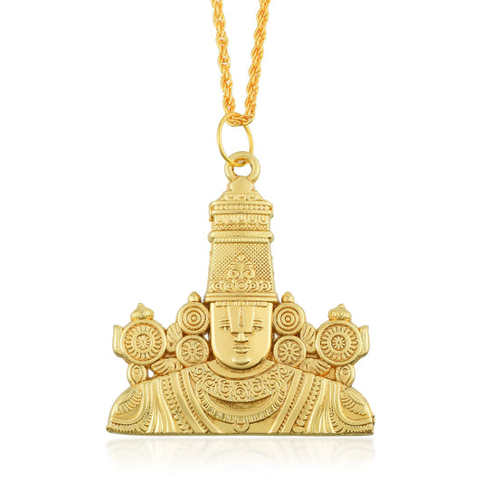 Brass Goldplated Tirupati Balaji Reversible Heavy Chain pendant