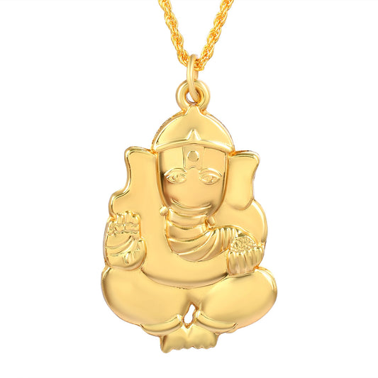 Brass Micron Goldplated Big and Heavy Reversible Ganesh Pendant