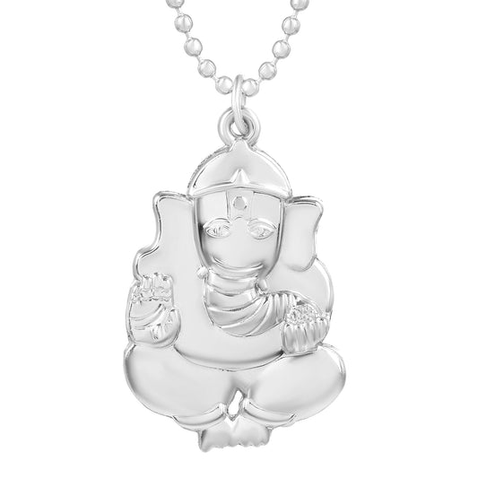 Brass Anti-Tarnish Non Fade Silverplated Big and Heavy Reversible Ganesh Pendant