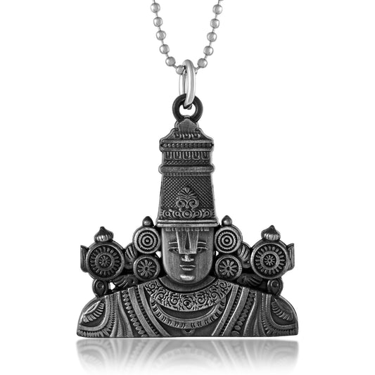 Brass Antique Silverplated Tirupati Balaji Lord Venkateshwara Chain pendant