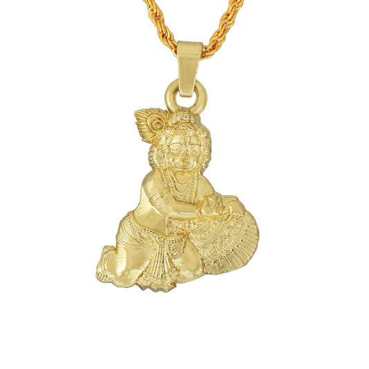 Brass Gold plated Bal Krishna Laddu Gopal Pendant (PCMI5649)