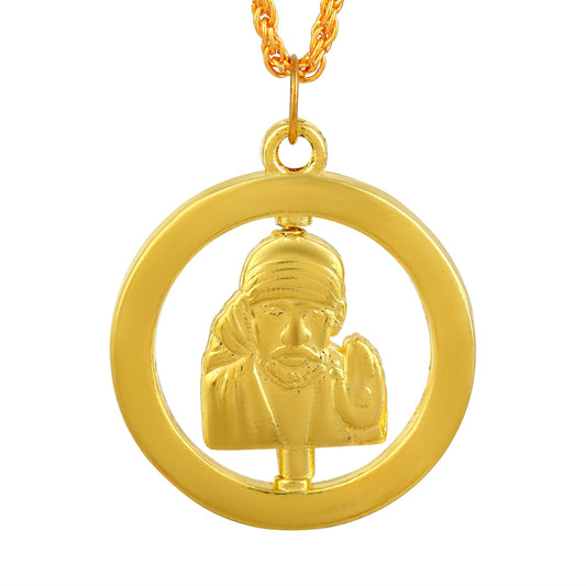 Gold plated SAI BABA Religious God Pendant, Locket, Chain necklace