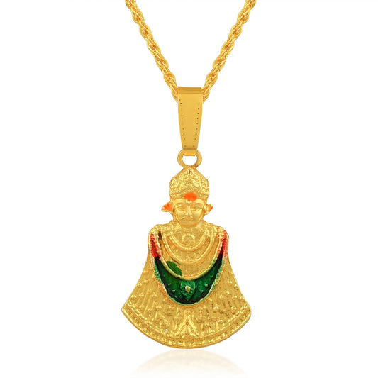 Brass Goldplated Meenakari Handmade Khatu Shyam Ji Hindu Spiritual Chain pendant