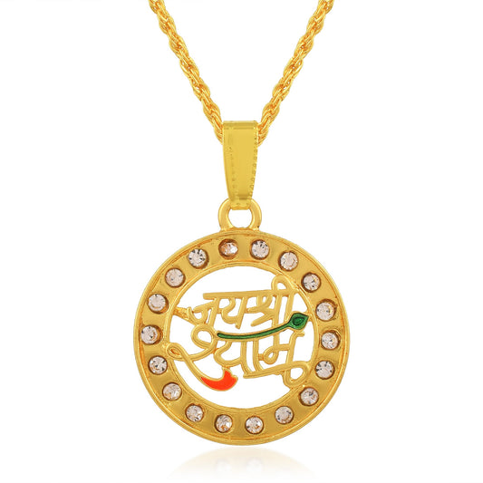 Brass Goldplated Jai Shri Shyam Khatu Hindu Spiritual jewelery chain Pendant