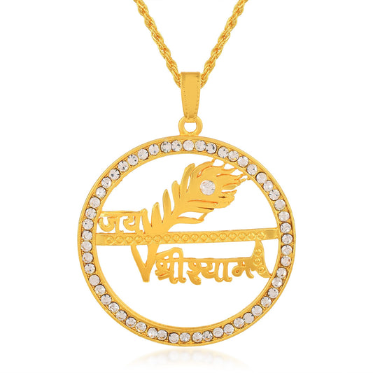 Brass Goldplated Jai Shri Shyam Khatu Hindu Spiritual jewelery chain Pendant