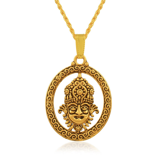 Brass Antique Finish Goldplated Khatu Shyam ji Face chain pendant