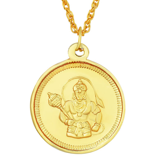 Gold plated Standing Panchmukhi Hanuman Bajrang bali with Raksha kavach coin pendant