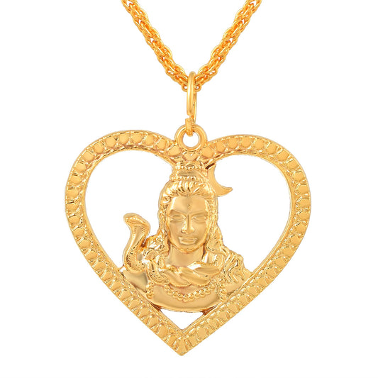 Brass Pink Rose Goldplated Shiv in Heart Mahadev Shankar chain pendant