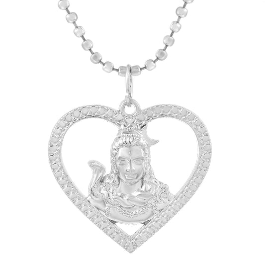 Silverplated Shiv in Heart Mahadev Shankar chain pendant