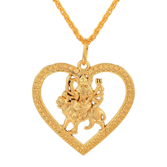 24KT Micron 1 Gram Gold Sherawali Vaishno Kaali Ma Durga chain pendant (PCNI8172)