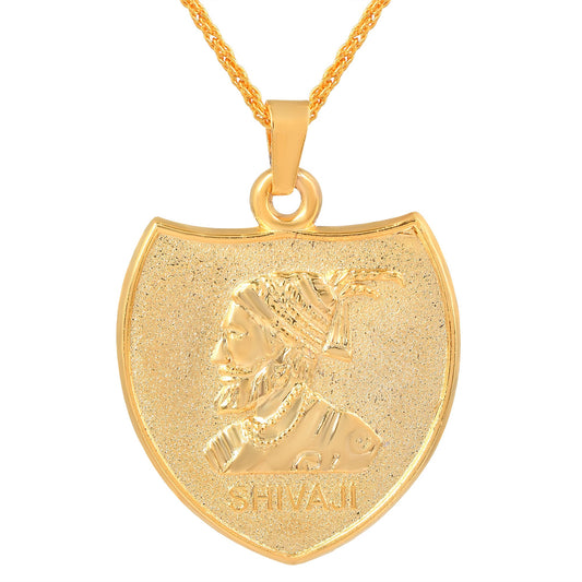 Goldplated Shield design Maratha SHIVAJI chain pendant