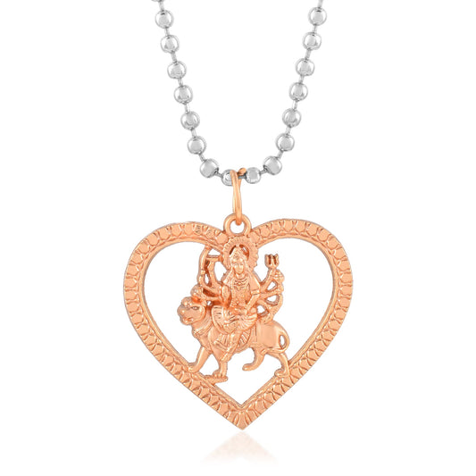 Pure Copper Sherawali Vaishno Kaali Ma in Heart Durga chain pendant