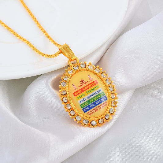Brass Gold Namokar Navkar Mantra Jain pendant (PCNI8332)