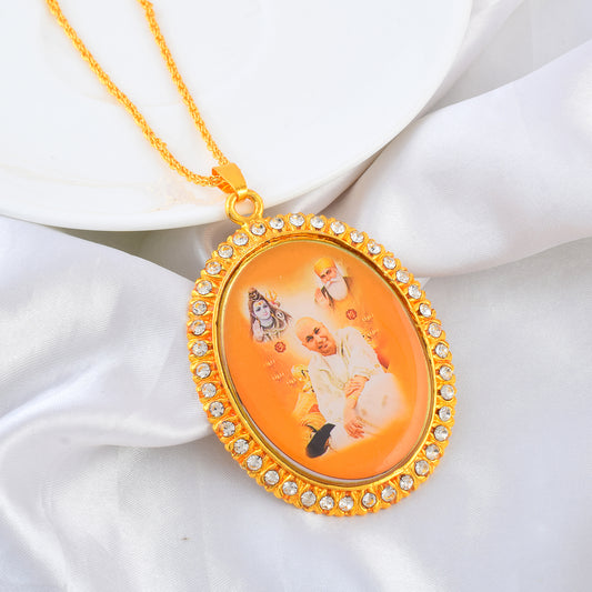 Brass Gold plated Guruji pendant Shukrana (PCNI8333)