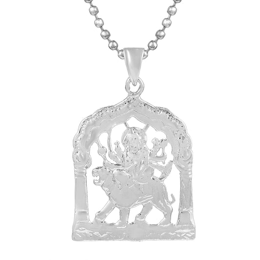 Brass Silverplated Sherawali Ma Durga Pendant