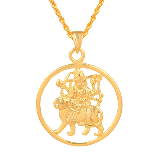 24KT Micron 1 Gram Gold Vaishno Sherawali Ma Durga Pendant (PCOM4467)