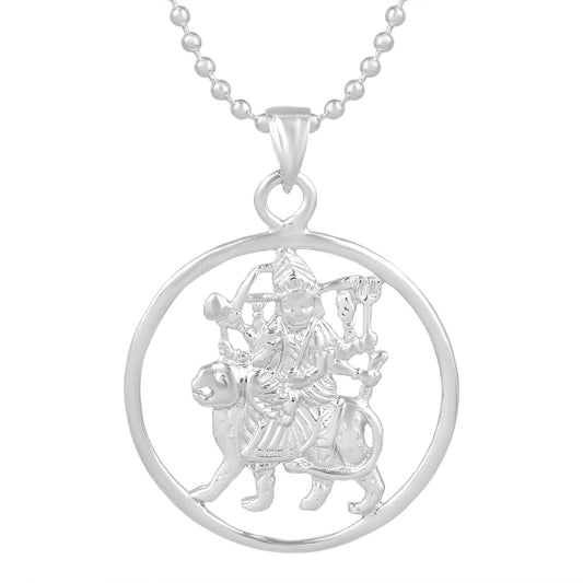 Brass Silverplated Vaishno Sherawali Ma Durga Pendant