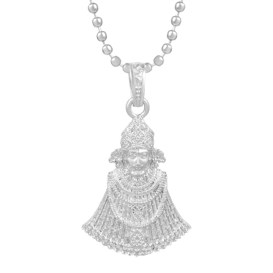 Brass Silverplated Khatu Shyam chain pendant