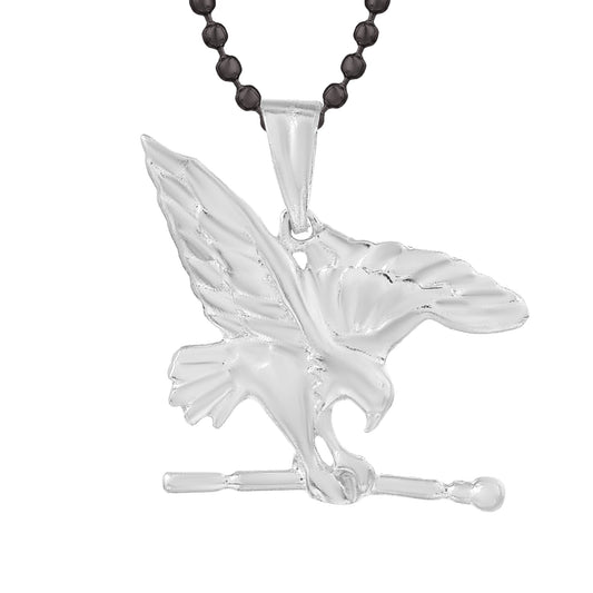 Brass Antique Silverplated Hunting Hawk Baaz chain pendant (PCOM4491)