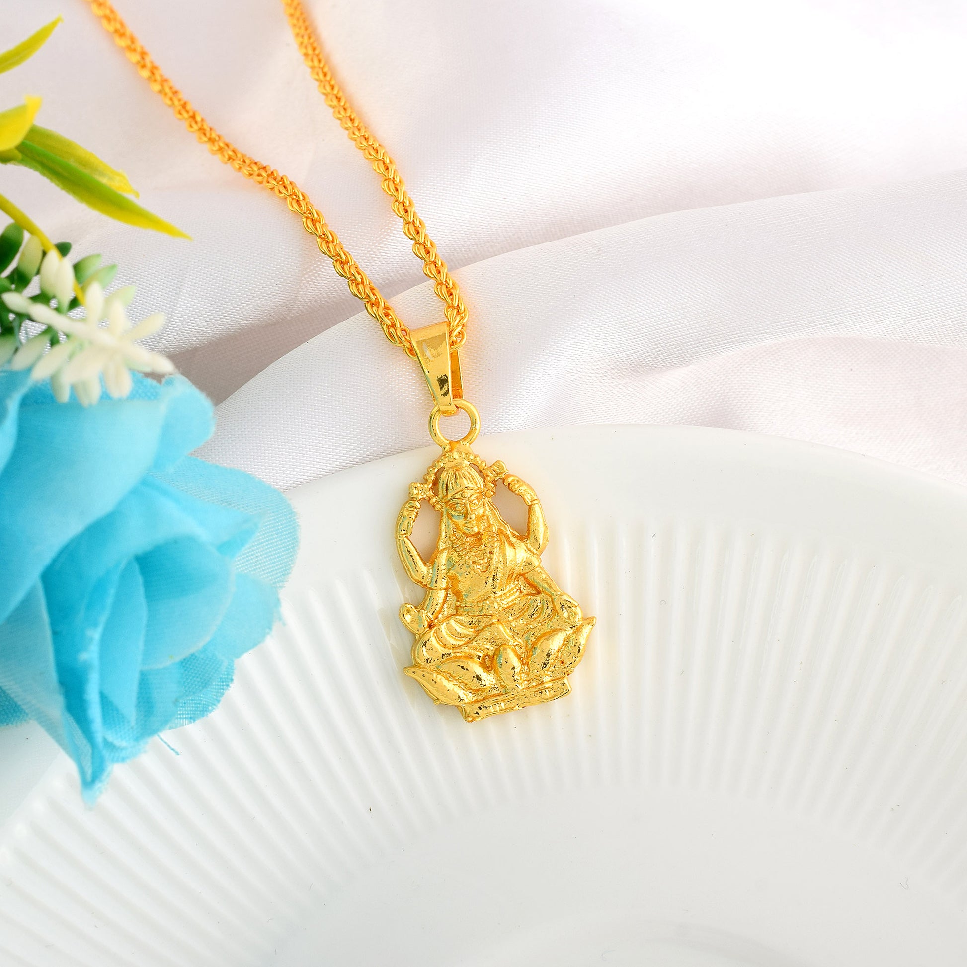 24KT Brass Micron Gram gold Lakshmi pendant (PCOM4508)