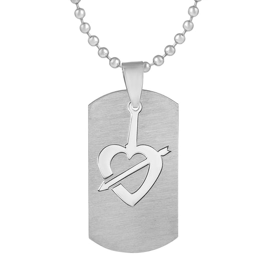 Tungsten Cavity pendant Heartshape chain Tag pendant