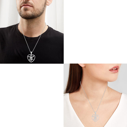 Silverplated Love Couple Heartshape Love Chain Pendant