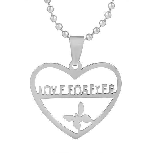 Silverplated Love Forever Heartshape Love Chain Pendant