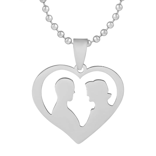 Silverplated Love Couple Heartshape Love Chain Pendant