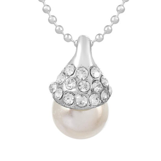 Silverplated Imitation Diamonds Fresh Water Pearl Cute Stylish chain pendant