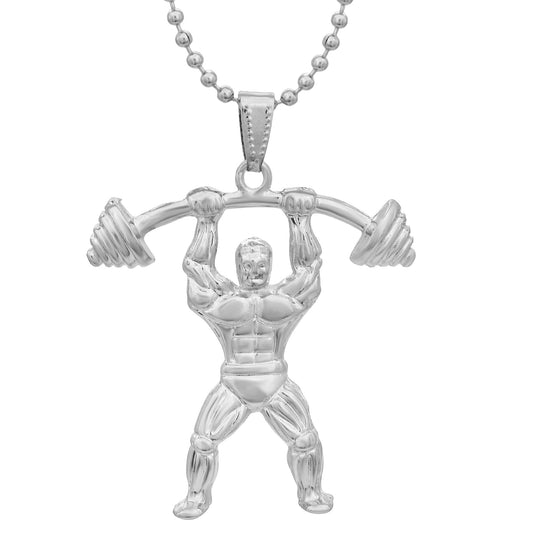 Silver plated Muscle man, Gym pendant