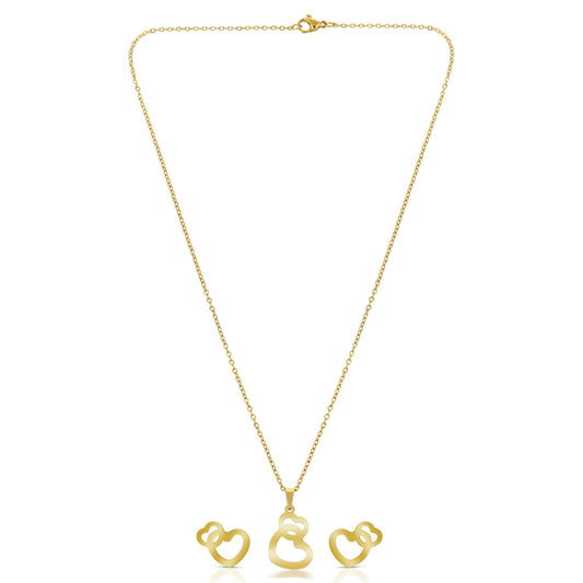 Goldplated Linking Heartshape Pendant Set