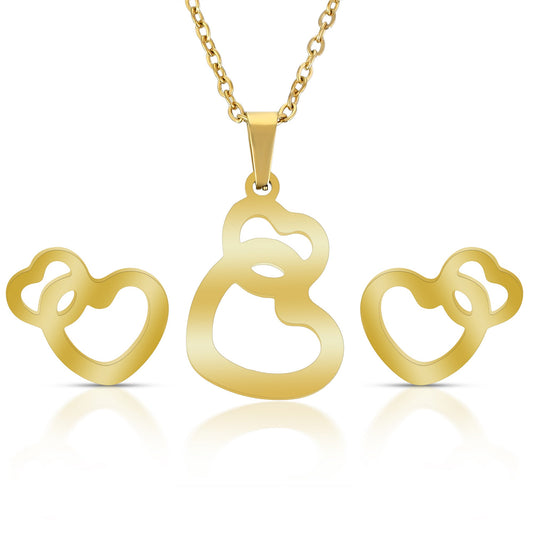 Goldplated Linking Heartshape Pendant Set