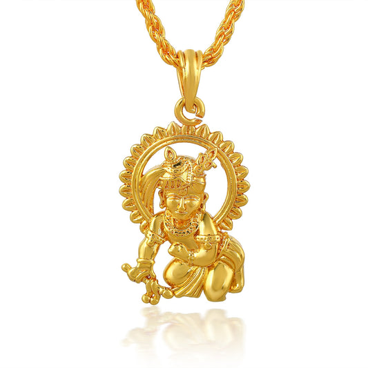 Goldplated Laddu Gopal Bal-Krishna Pendant