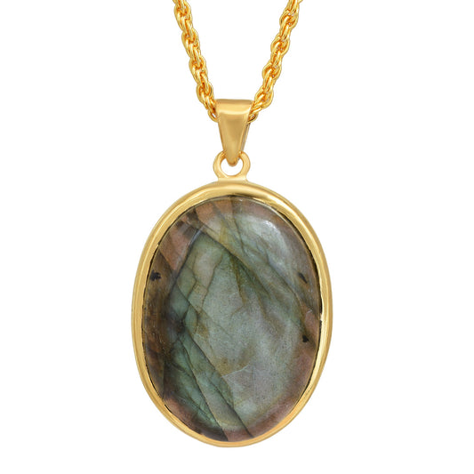 Gold plated, real Labradorite chain pendant