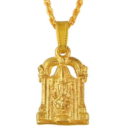 Brass Micron Goldplated Lord Venkateswara Tirupati Pendant Hindu