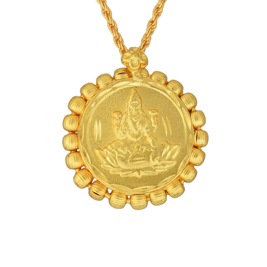 Gold Plated, Coin Shaped Laxmi pendant