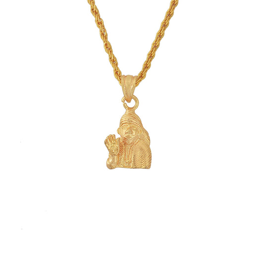 Gold Plated Shirdi SAI Baba God Pendant, Chain Necklace