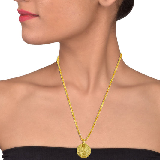 Gold plated Lakshmi Laxmi coin reversible both side wearable light weight (7.5gm) real gold look chain pendant