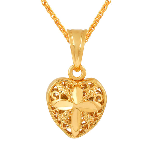 Brass Gold plated Handcrafted Chiali Work small Heartshape Fashion Pendant