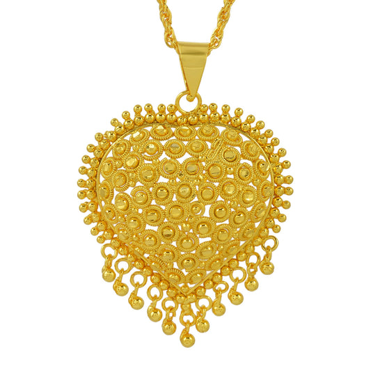 Gold plated Handmade rich filigree work Big Heartshape Traditional Pendant